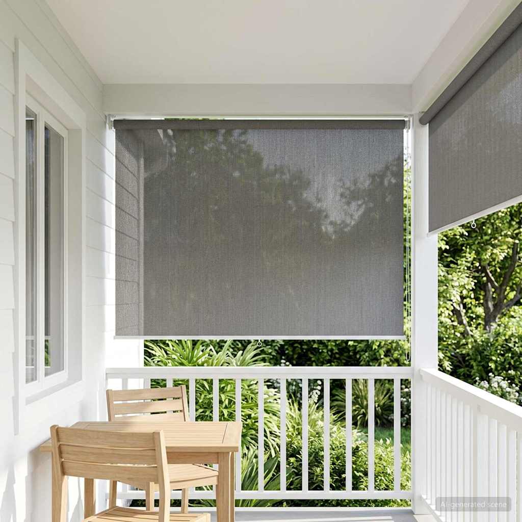 vidaXL Outdoor Roller Blind 90% UV Block Light Grey 240 x 140 cm HDPE