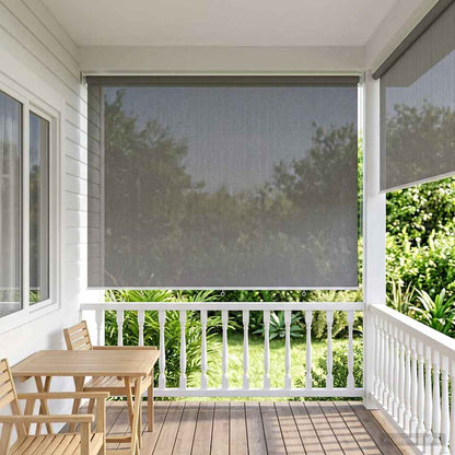 vidaXL Outdoor Roller Blind 90% UV Block Light Grey 300 x 230 cm HDPE