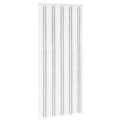 vidaXL Insect Curtain Chenille Light Grey and White 90 x 200 cm