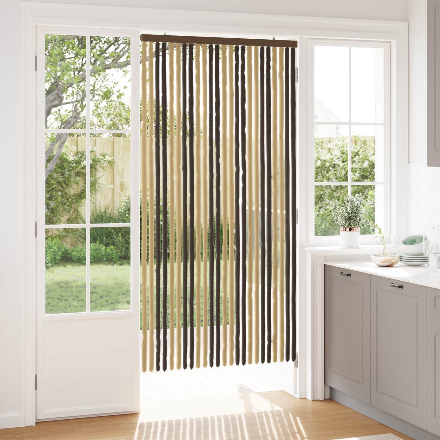 vidaXL Insect Curtain Chenille Dark Brown and Beige 100 x 200 cm