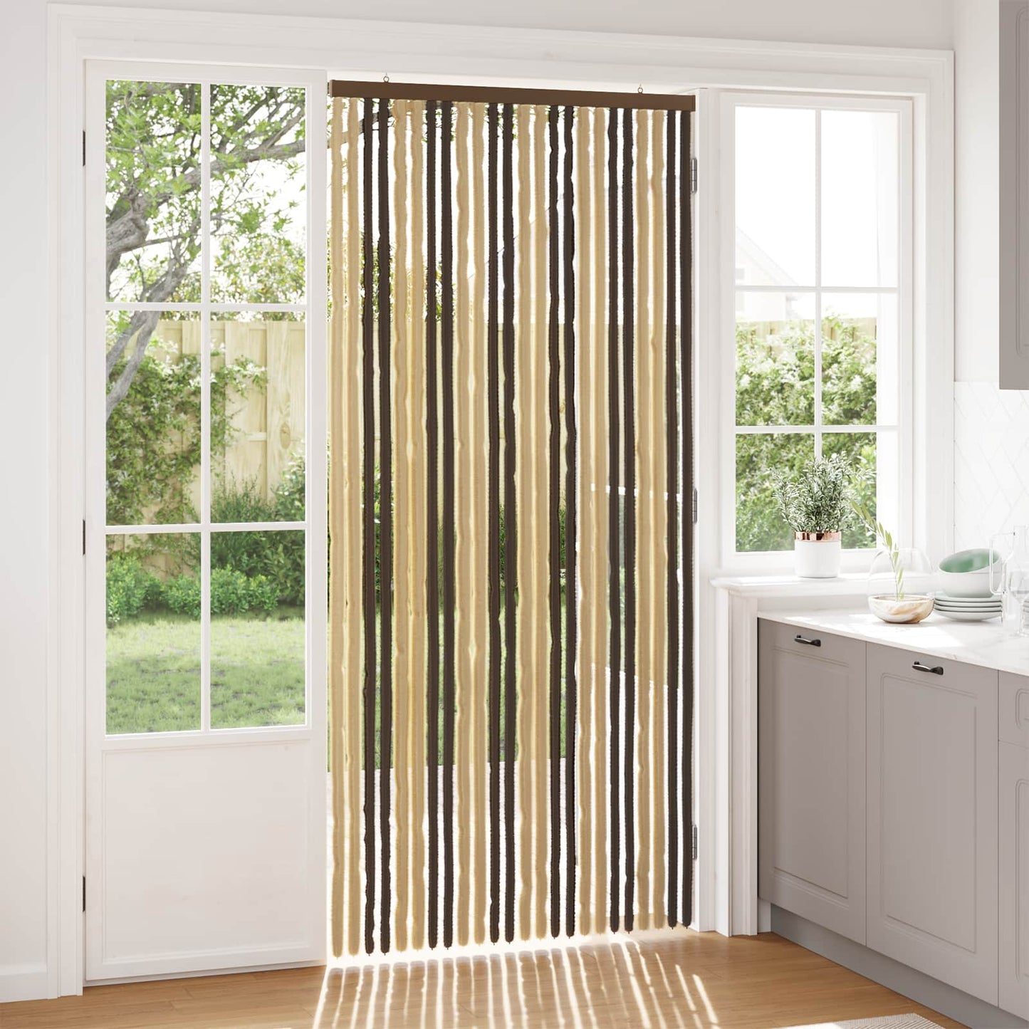 vidaXL Insect Curtain Chenille Dark Brown and Beige 100 x 220 cm