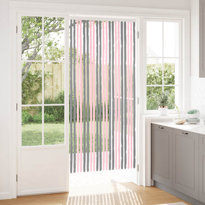 vidaXL Insect Curtain Chenille Silver Grey and Pink 90 x 200 cm