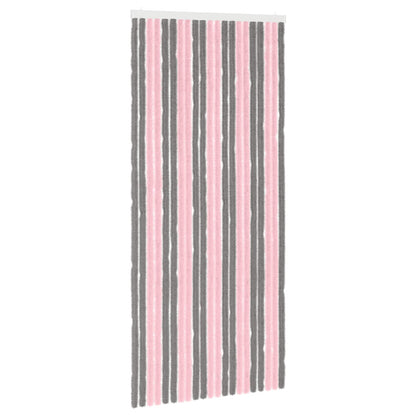 vidaXL Insect Curtain Chenille Silver Grey and Pink 90 x 200 cm