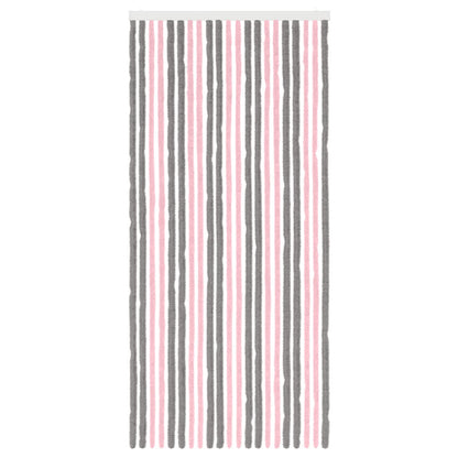 vidaXL Insect Curtain Chenille Silver Grey and Pink 90 x 200 cm
