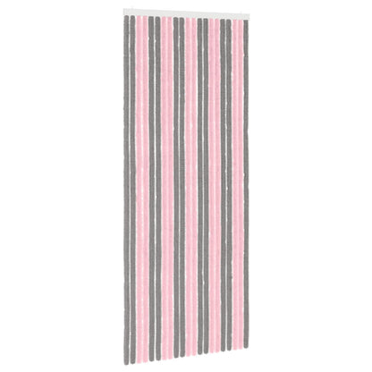 vidaXL Insect Curtain Chenille Silver Grey and Pink 90 x 220 cm