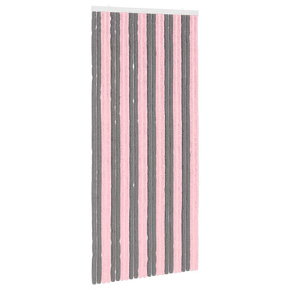 vidaXL Insect Curtain Chenille Silver Grey and Pink 100 x 220 cm