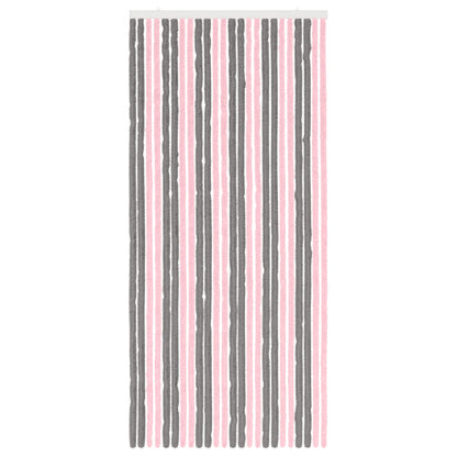 vidaXL Insect Curtain Chenille Silver Grey and Pink 100 x 220 cm