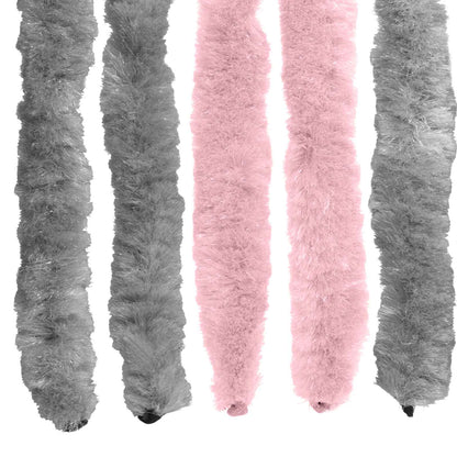 vidaXL Insect Curtain Chenille Silver Grey and Pink 100 x 230 cm