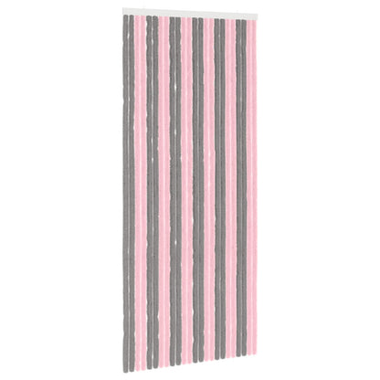 vidaXL Insect Curtain Chenille Silver Grey and Pink 100 x 230 cm