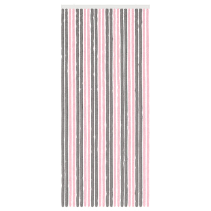 vidaXL Insect Curtain Chenille Silver Grey and Pink 100 x 230 cm
