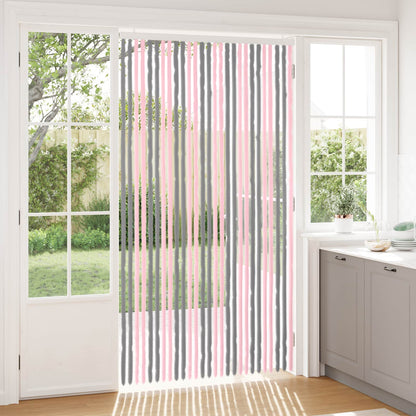 vidaXL Insect Curtain Chenille Silver Grey and Pink 118 x 220 cm