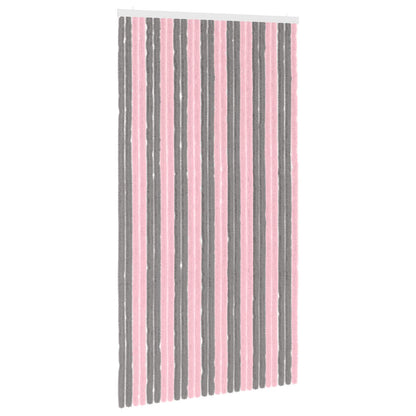 vidaXL Insect Curtain Chenille Silver Grey and Pink 118 x 220 cm