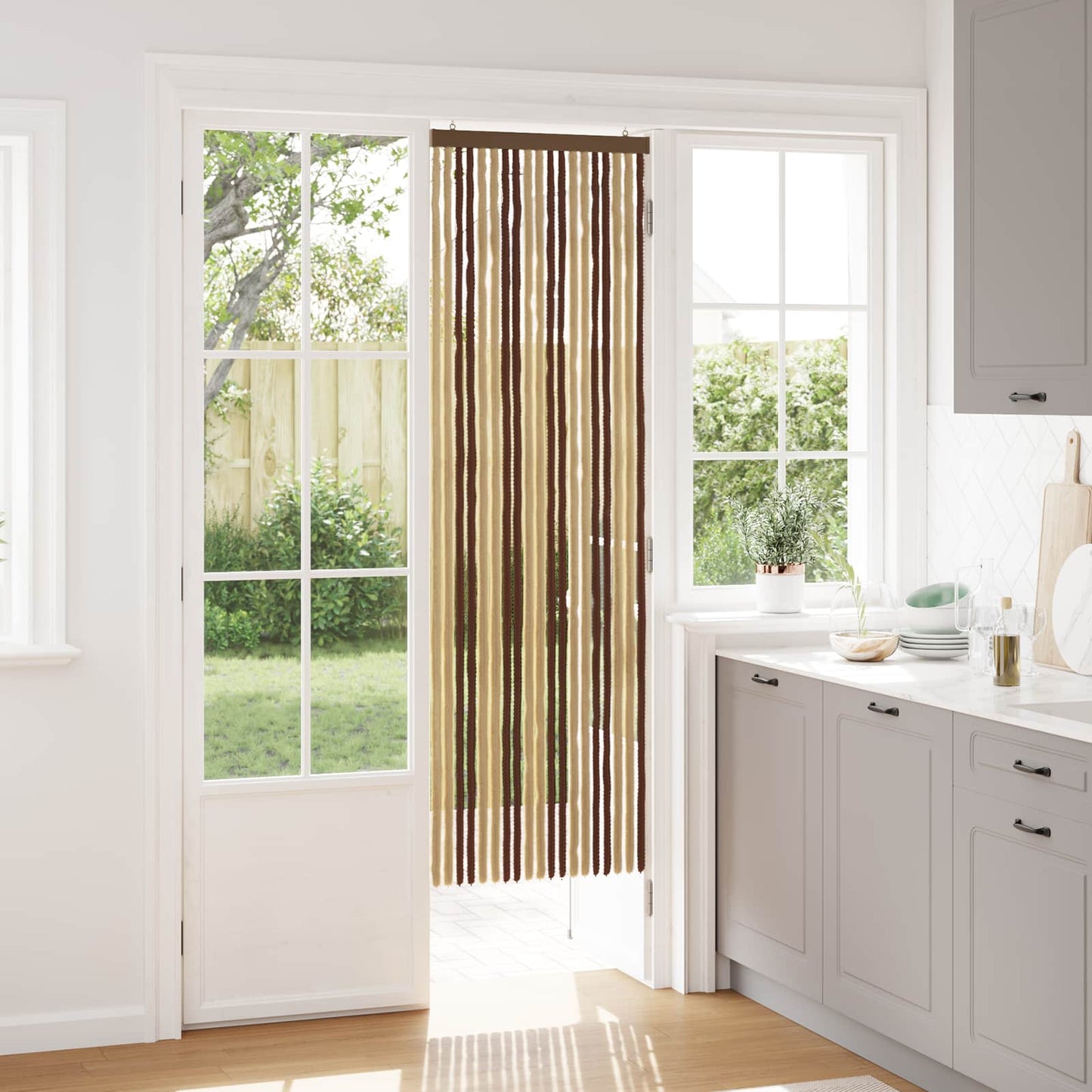 vidaXL Insect Curtain Chenille Brown and Beige 56 x 185 cm 100% PP