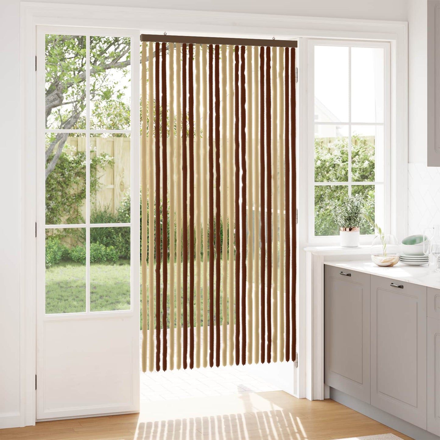 vidaXL Insect Curtain Chenille Brown and Beige 100 x 200 cm 100% PP