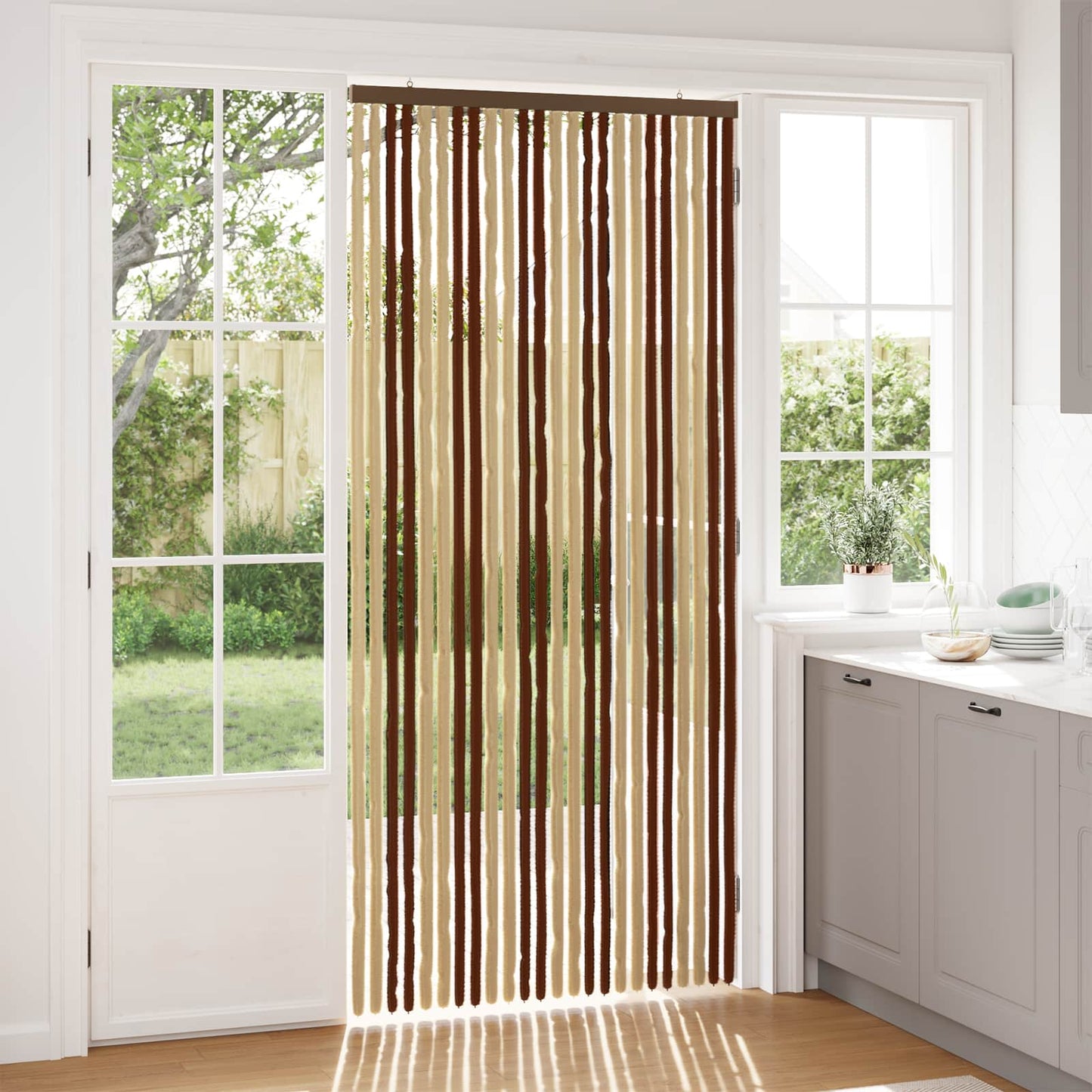 vidaXL Insect Curtain Chenille Brown and Beige 100 x 220 cm 100% PP