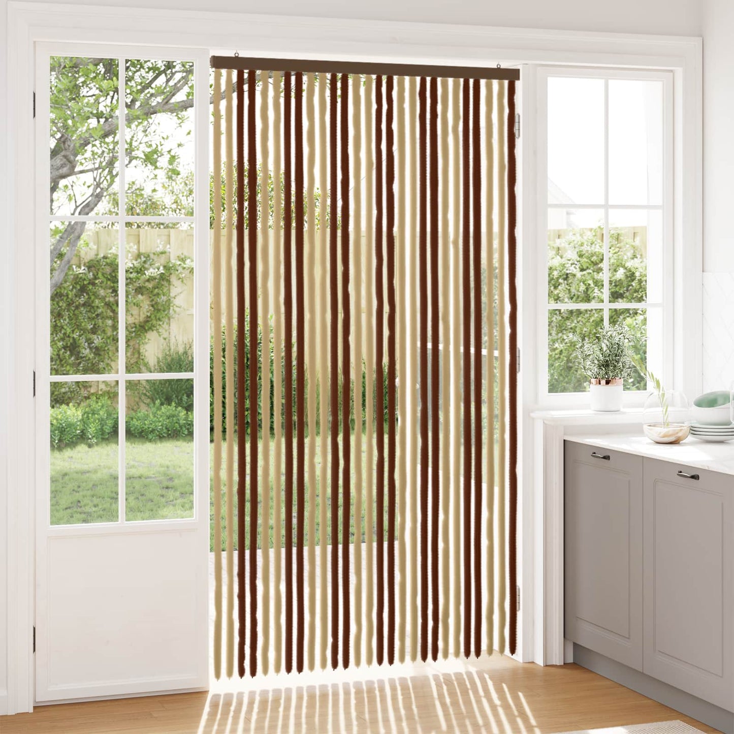 vidaXL Insect Curtain Chenille Brown and Beige 118 x 220 cm 100% PP