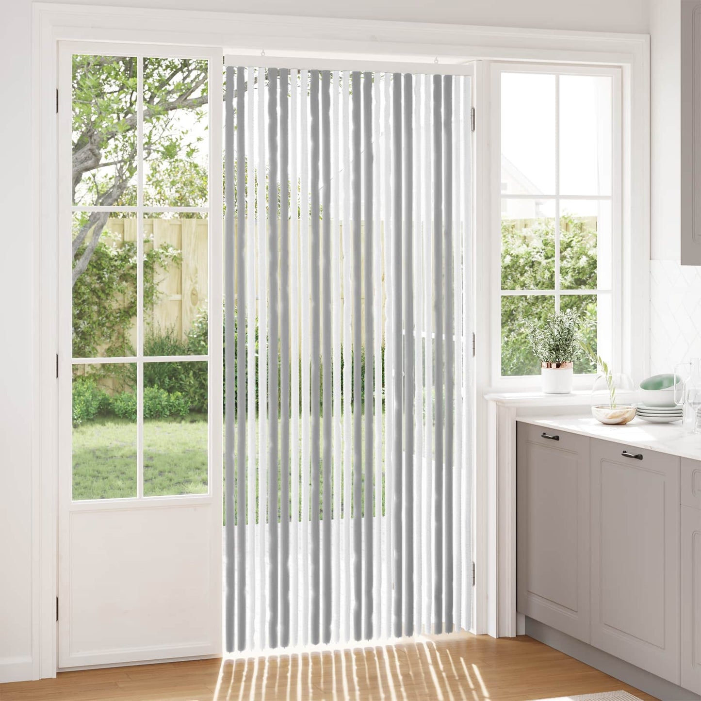 vidaXL Insect Curtain Chenille Grey and White 100 x 220 cm 100% PP