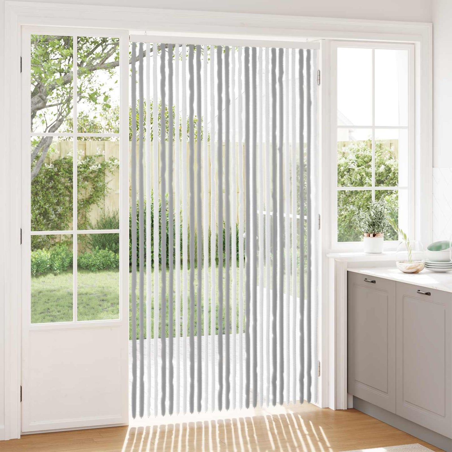 vidaXL Insect Curtain Chenille Grey and White 118 x 220 cm 100% PP
