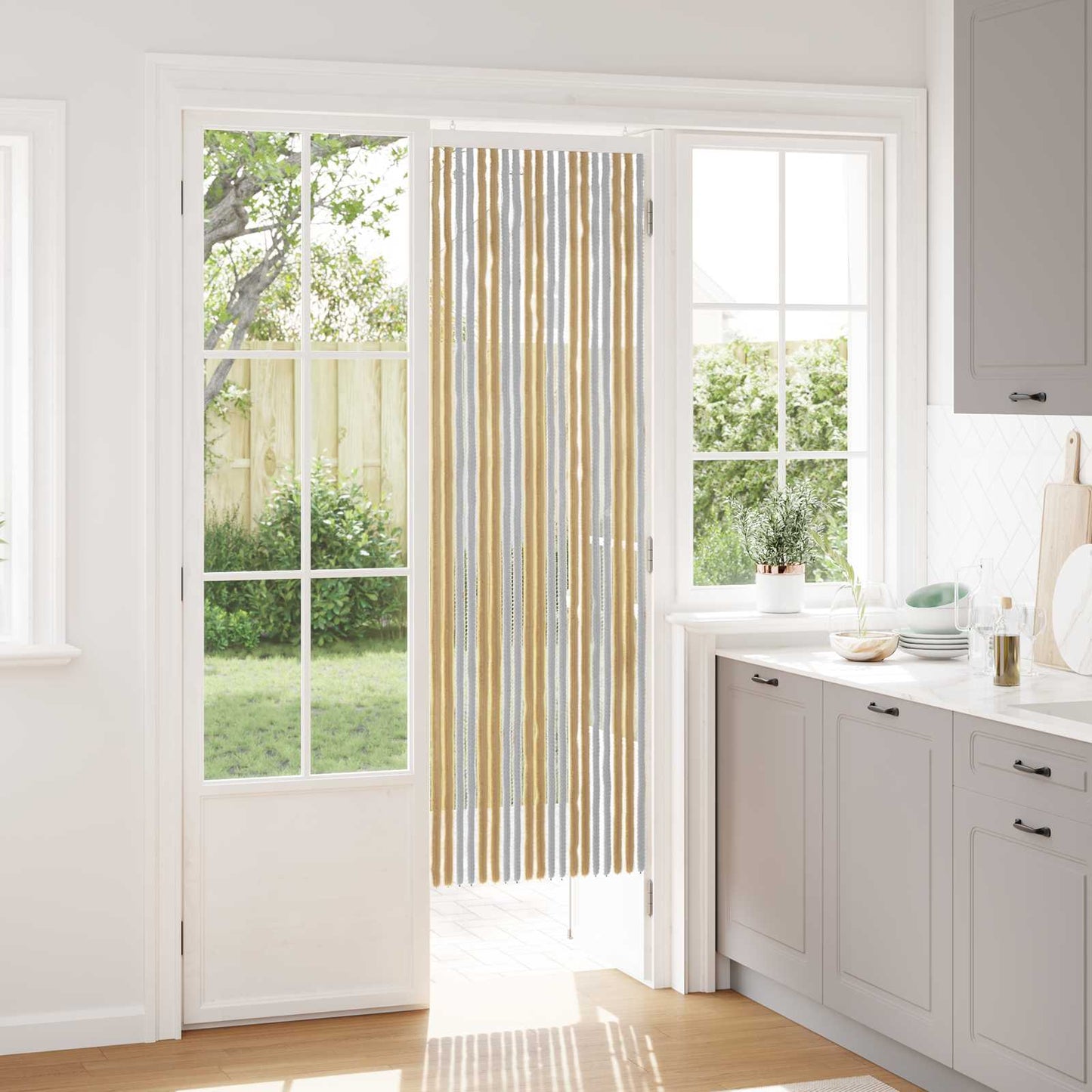vidaXL Insect Curtain Chenille Grey and Beige 56 x 185 cm 100% PP