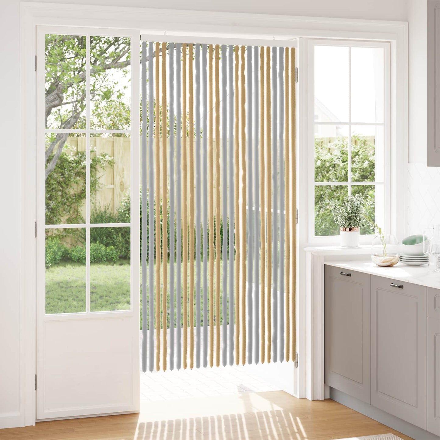 vidaXL Insect Curtain Chenille Grey and Beige 100 x 200 cm 100% PP