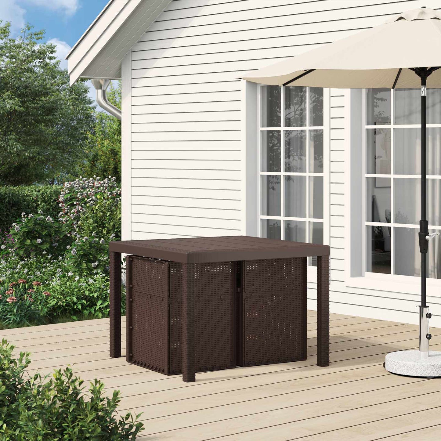vidaXL Garden Dining Chairs 2 pcs Brown PP