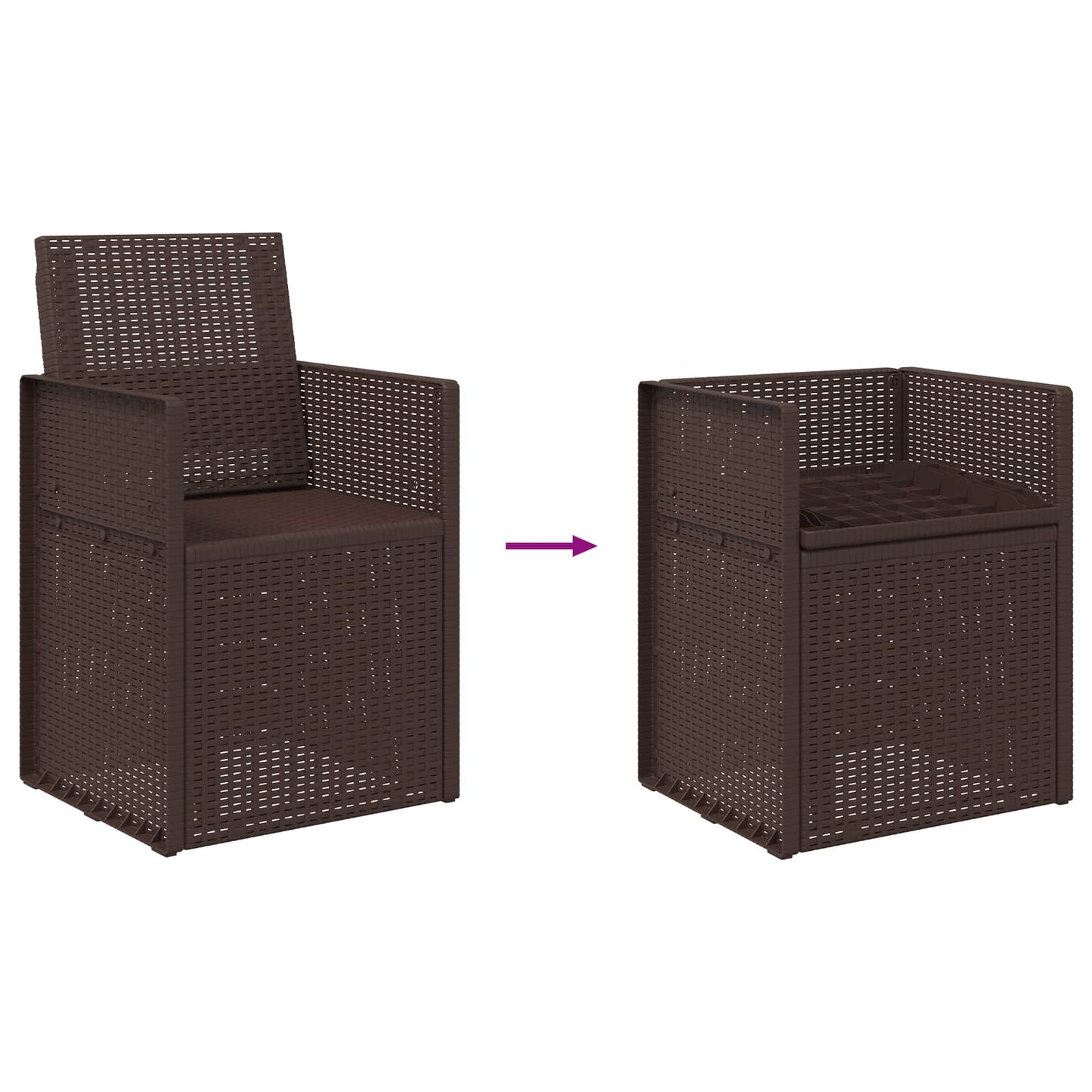 vidaXL Garden Dining Chairs 2 pcs Brown PP