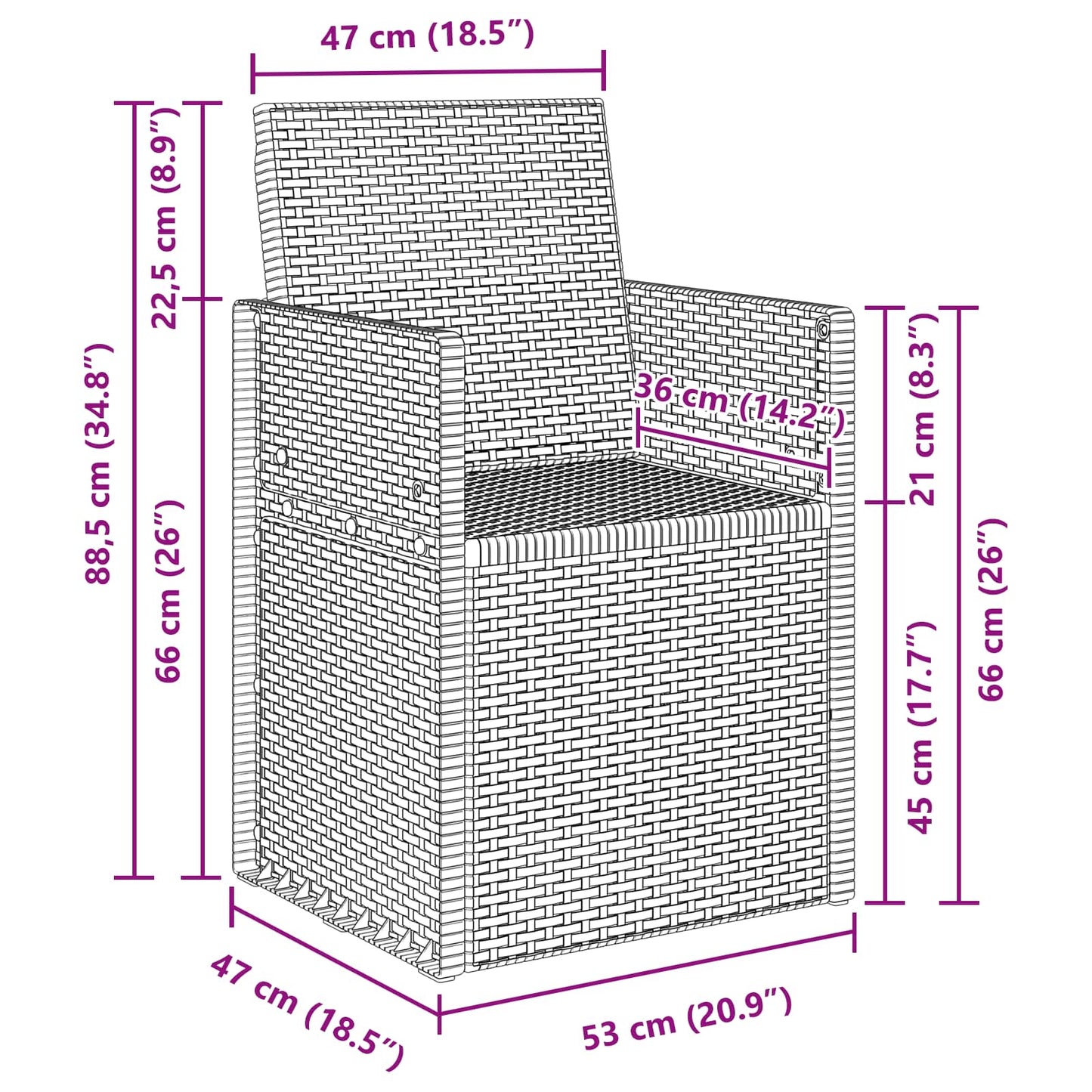 vidaXL Garden Dining Chairs 2 pcs White PP