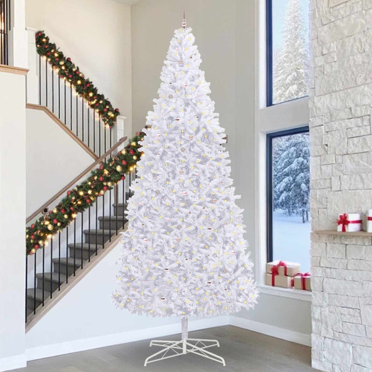 vidaXL Artificial Christmas Tree with Stand White 400 cm PVC and Steel