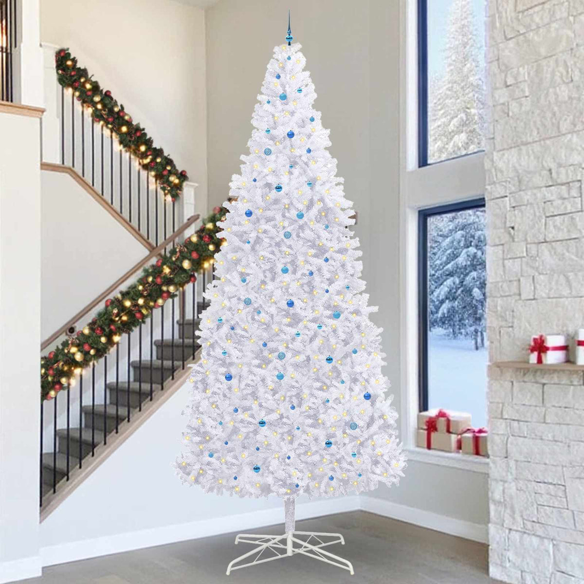 vidaXL Artificial Christmas Tree with Stand White 400 cm PVC and Steel