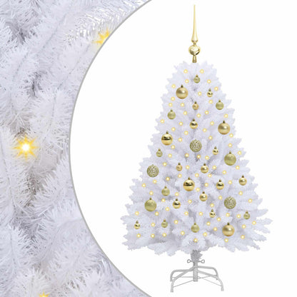 vidaXL Artificial Hinged Christmas Tree White 120 cm PVC and Steel