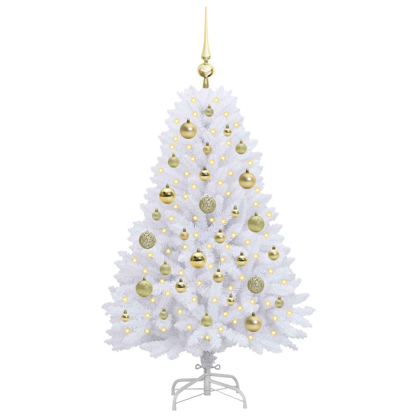 vidaXL Artificial Hinged Christmas Tree White 120 cm PVC and Steel