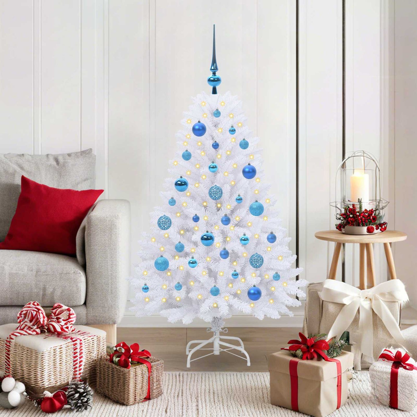vidaXL Artificial Hinged Christmas Tree White 120 cm PVC and Steel