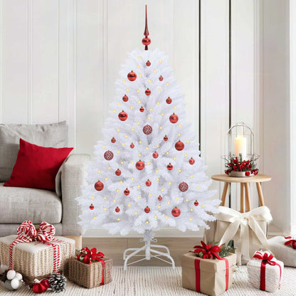 vidaXL Artificial Hinged Christmas Tree White 150 cm PVC and Steel