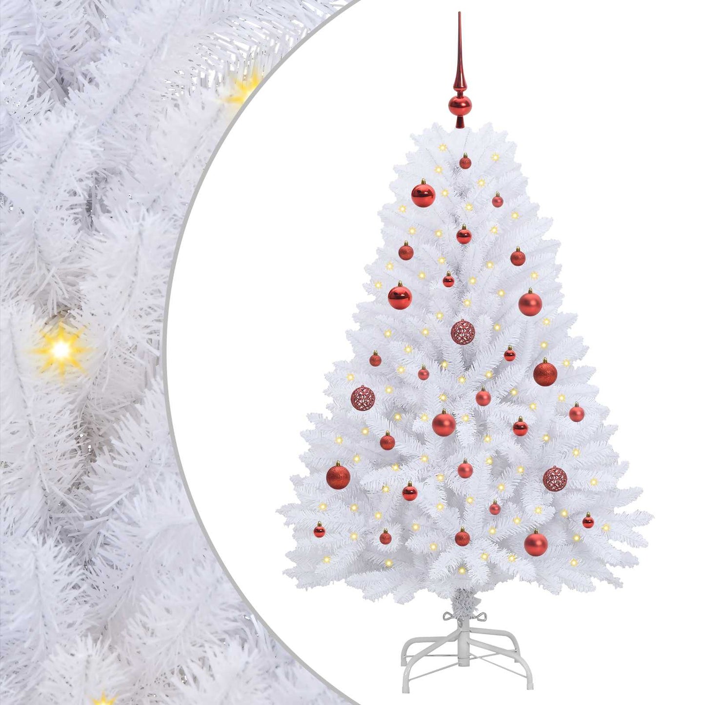 vidaXL Artificial Hinged Christmas Tree White 150 cm PVC and Steel