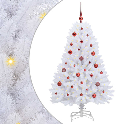 vidaXL Artificial Hinged Christmas Tree White 150 cm PVC and Steel
