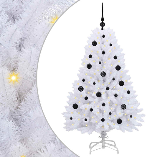 vidaXL Artificial Hinged Christmas Tree White 150 cm PVC and Steel