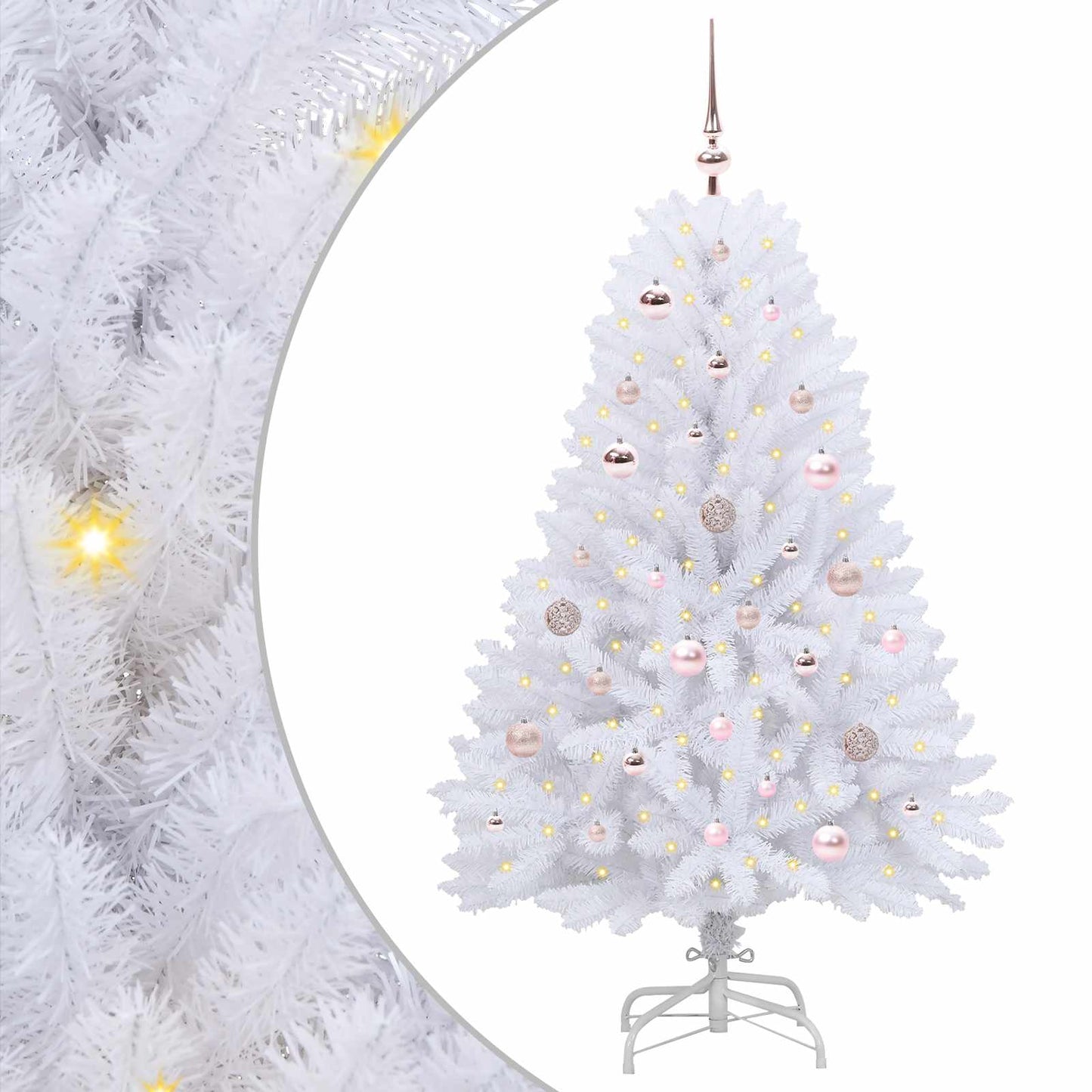 vidaXL Artificial Hinged Christmas Tree White 150 cm PVC and Steel