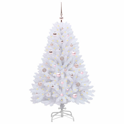 vidaXL Artificial Hinged Christmas Tree White 150 cm PVC and Steel