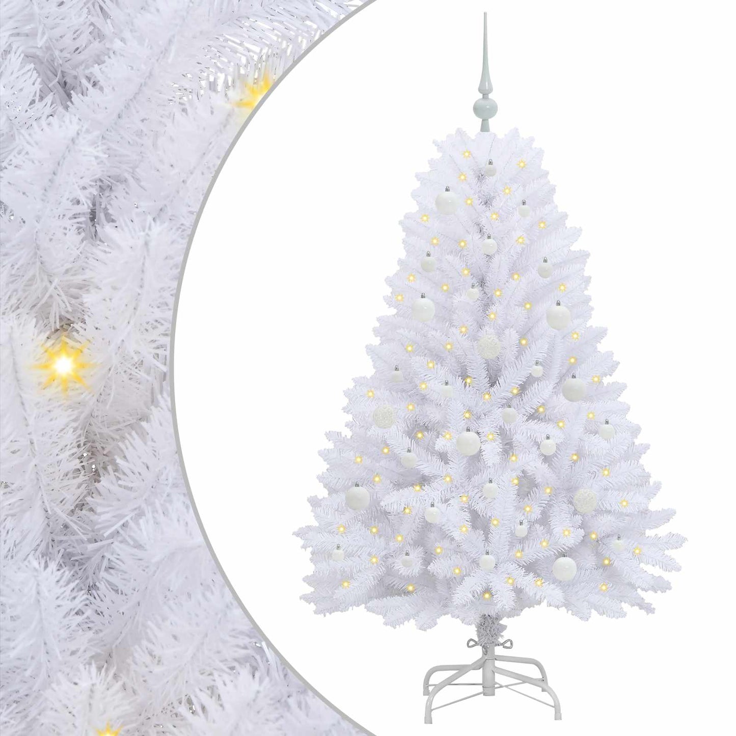 vidaXL Artificial Hinged Christmas Tree White 150 cm PVC and Steel