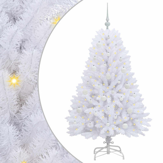 vidaXL Artificial Hinged Christmas Tree White 150 cm PVC and Steel