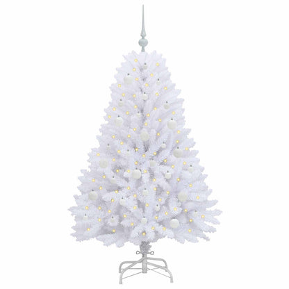 vidaXL Artificial Hinged Christmas Tree White 150 cm PVC and Steel