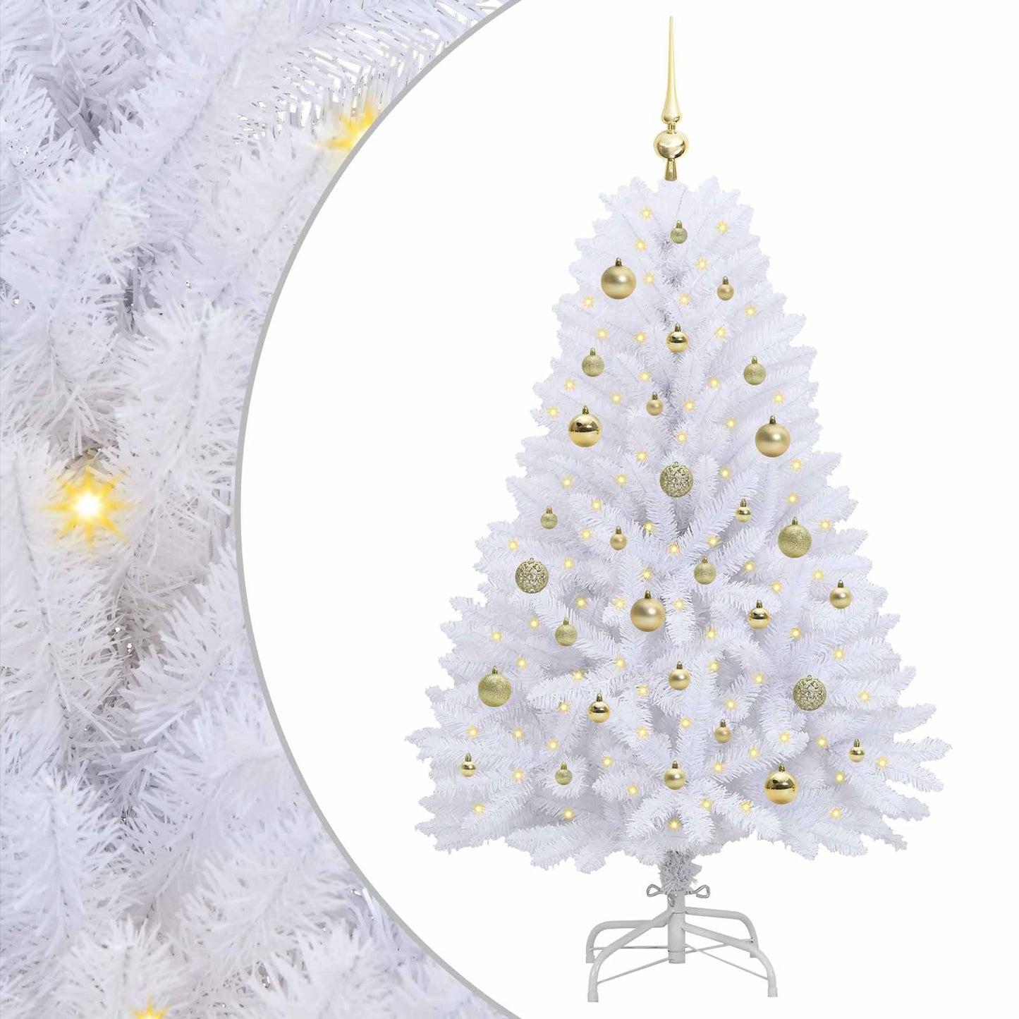 vidaXL Artificial Hinged Christmas Tree White 150 cm PVC and Steel