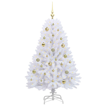 vidaXL Artificial Hinged Christmas Tree White 150 cm PVC and Steel