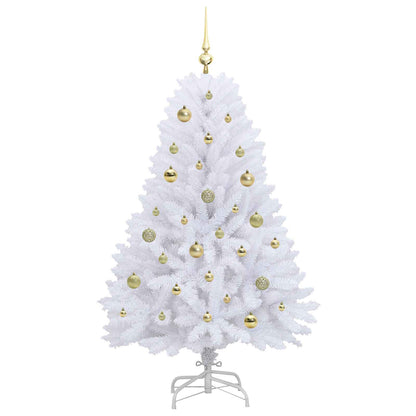 vidaXL Artificial Hinged Christmas Tree White 150 cm PVC and Steel