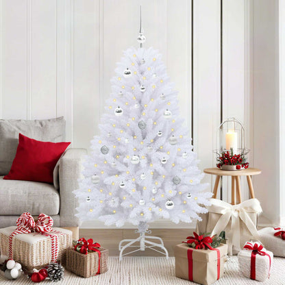 vidaXL Artificial Hinged Christmas Tree White 150 cm PVC and Steel