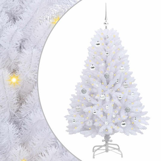 vidaXL Artificial Hinged Christmas Tree White 150 cm PVC and Steel