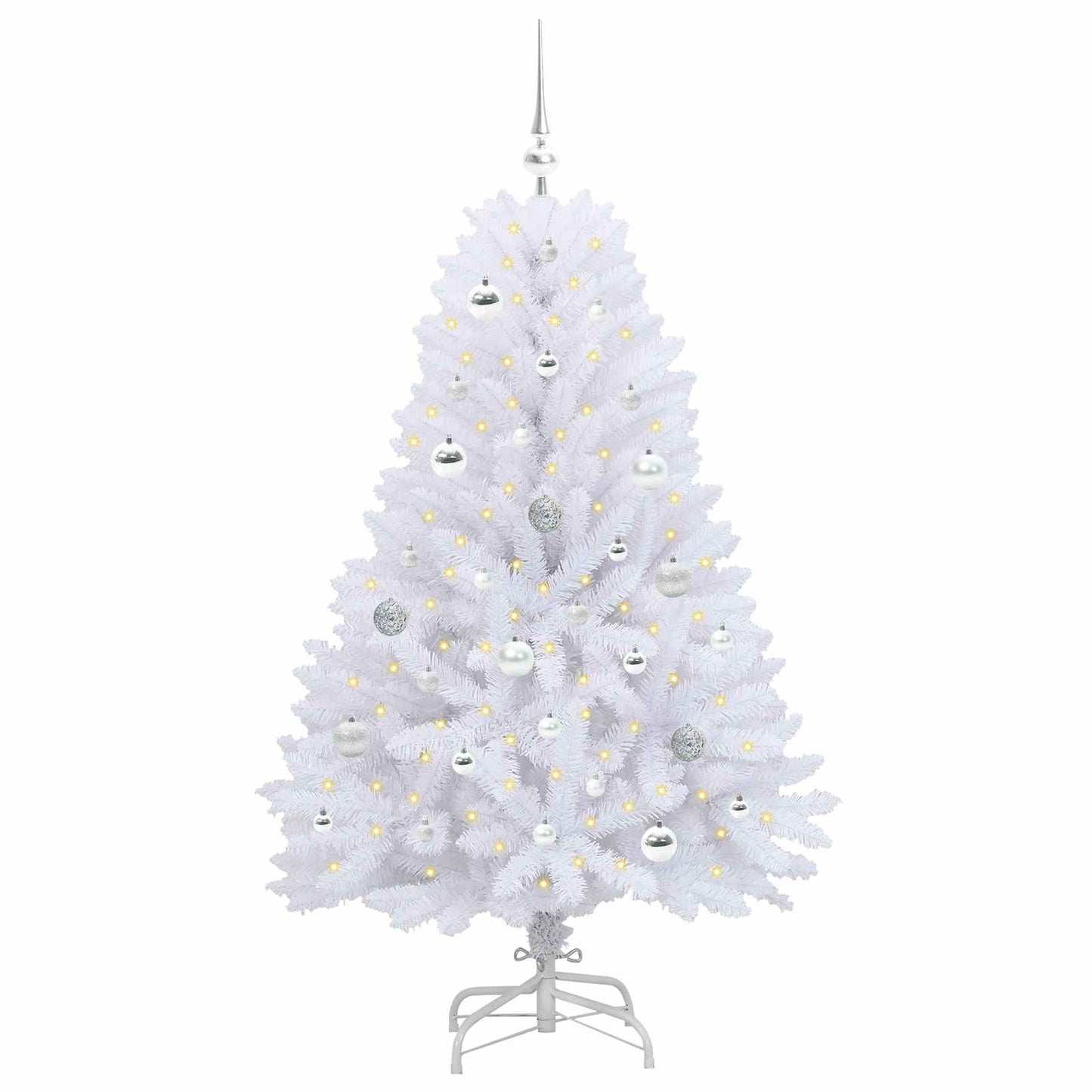 vidaXL Artificial Hinged Christmas Tree White 150 cm PVC and Steel