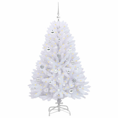 vidaXL Artificial Hinged Christmas Tree White 150 cm PVC and Steel