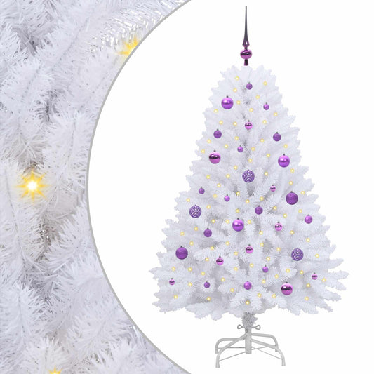 vidaXL Artificial Hinged Christmas Tree White 150 cm PVC and Steel