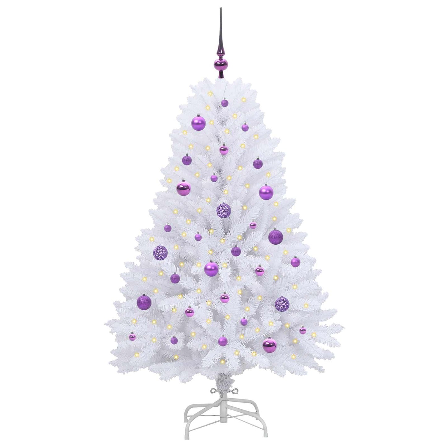 vidaXL Artificial Hinged Christmas Tree White 150 cm PVC and Steel